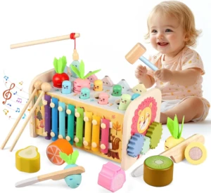Jouet Bebe Montessori 1 an, 9 en 1 Jeux en Bois Jouet Educatif