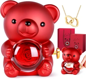 Aloskart Ours Rose Eternelle Boîte à Bijoux Cachée - Cadeau Unique et Élégant pour Femme