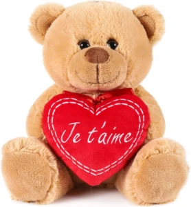BRUBAKER Peluche Douce - OursNounours avec Cœur Je taime 25 cm