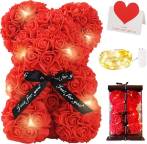Zodight Ours en Rose, Rose Bear Teddy Flower avec Lumières, Meilleur Cadeau pour la Saint-Valentin