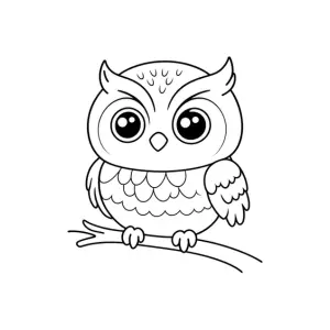 Hibou mignon sur une branche (1)